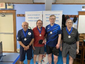 Gold medalists Frank Breault 85-89; Lee Pearson 75-79; Greg Russell 55-59; Joel Singer 80-84