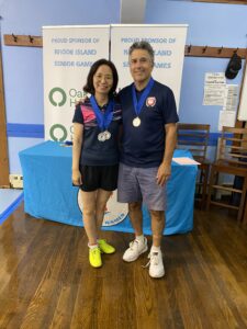 Mixed doubles gold medalists 55-59 Moonok Lee and Dan D’Amore